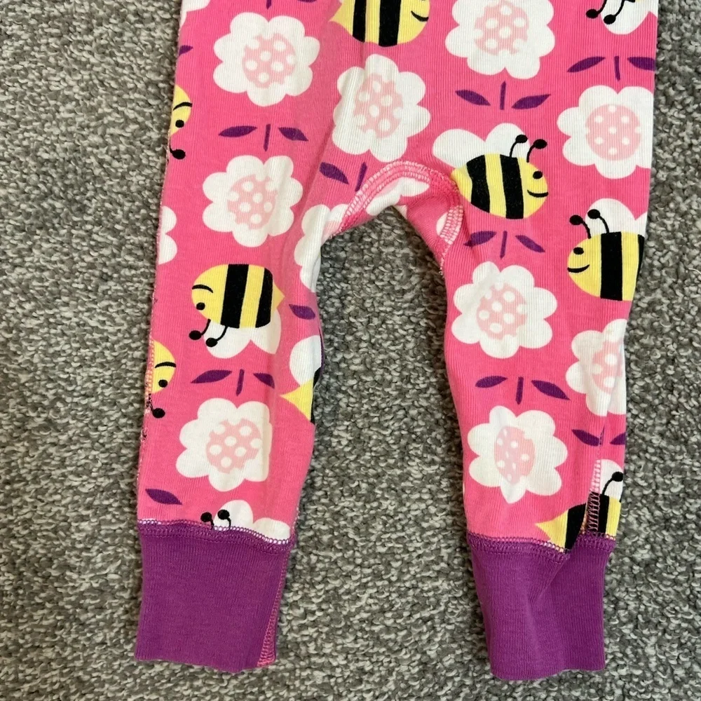 Hanna Andersson sleeper Pink Bee and Flower Kids pajamas 9-18 months